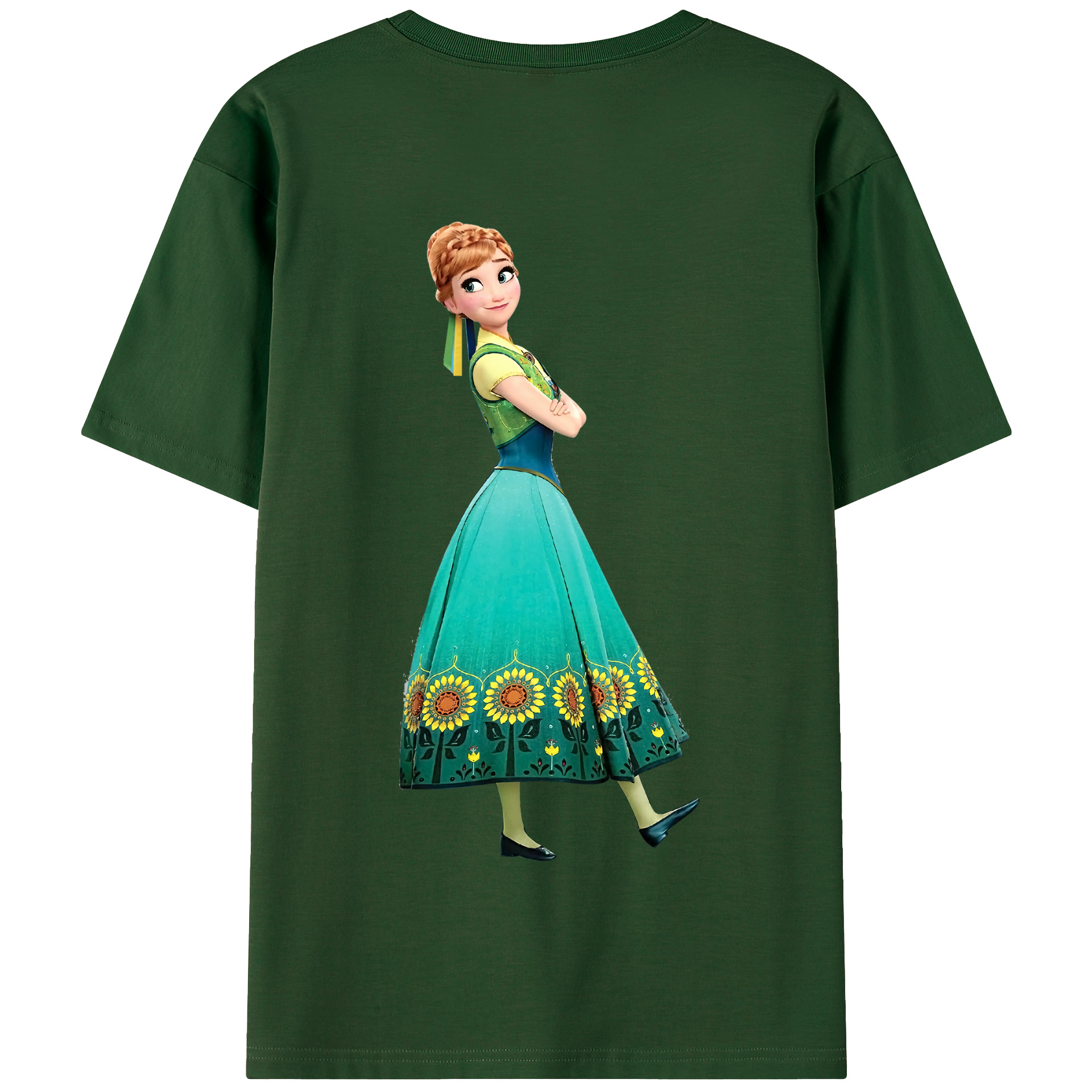 （画像用） アナと雪の女王 アンナ エルサ Frozen Anna Elsa 綿100％半袖Tシャツ（背面プリント）